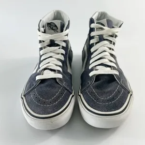 Vans Old Skool Sk8-Hi Canvas Suede High Skate Sneakers Shoes Blue Grey Women 7 thumbnail 3