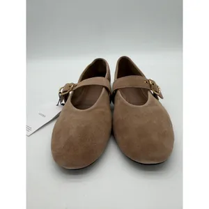 MNG Mango Sand Suede Goat Leather Mary Jane Flat Minimalist Buckle EU38 US7.5 thumbnail 4