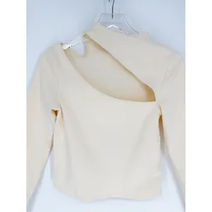 Anthropologie Cut Out‎ Neck Pullover Top Women's Size M Cream thumbnail 4
