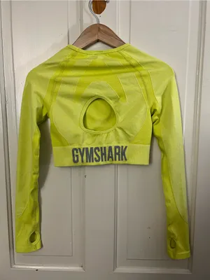 Gymshark Flex Sports Long Sleeve Crop Top Glitch Yellow Marl Size Medium thumbnail 8