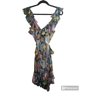 ✨Luxxel Britney Tropical Floral Print Ruffle Sz Large Romper✨ thumbnail 4