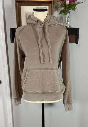 Gap Womens Small Brown Garment Dyed French Terry Raglan Pullover Hoodie thumbnail 1