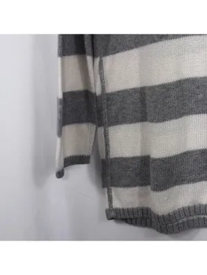 Forever 21 Gray White Striped Sweater Small thumbnail 5