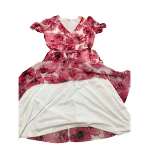Mimi Chica Pink Floral Poppy Tiered‎ Midi Dress Metallic Accents Sz XL thumbnail 5