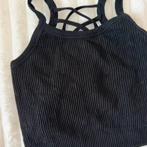 Kimberly C Black Strappy Ribbed Crop Tank Top - Women thumbnail 2