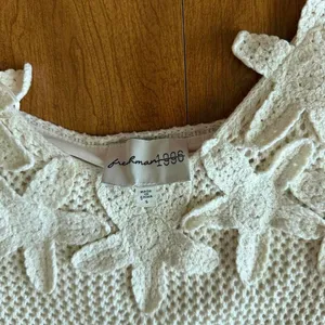 Freshman 1996 Crochet Flower Sweater Maxi Dress Cream Size Small thumbnail 6