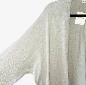Anthropologie DONNI. Sandwash Ribbed Open Front Cardigan Tan White Stripe NWT thumbnail 3