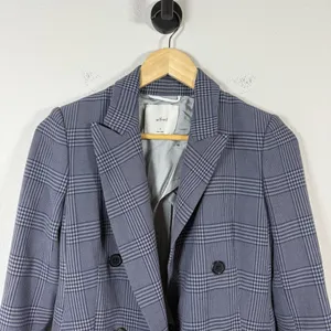 NWOT Wilfred by Aritzia Margaux Oversized Plaid Blazer Blue/Grey Size 0 thumbnail 9