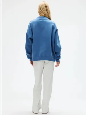 NEW Parke Vintage Denim Varsity Mockneck Sweatshirt Size L/XL thumbnail 3