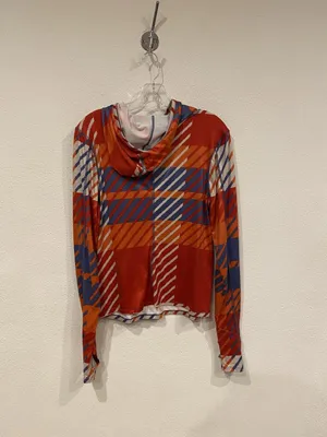 Free People Misty Morning Hoodie Womens Medium Multicolor Plaid Long Sleeve thumbnail 3