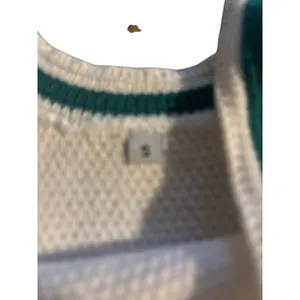 White Cropped Sweater Tank Green Trim Size S thumbnail 3