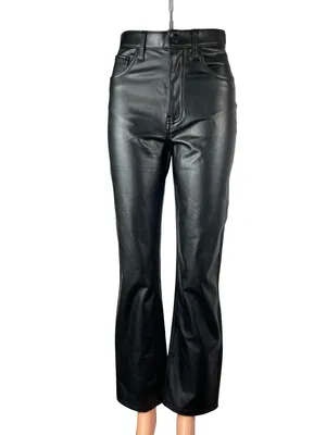 Abercrombie & Fitch 90s Straight Ultra High Rise Black Faux Leather Trousers 2 thumbnail 2