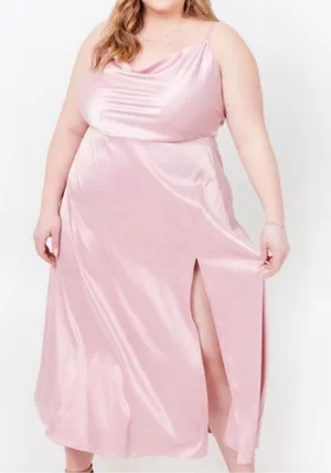 Altar'd State Arula light pink satin dress thumbnail 1