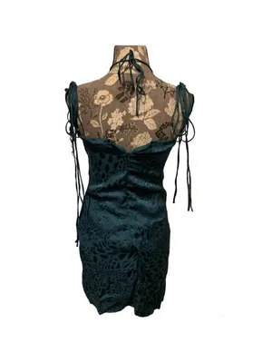SKYLAR & MADISON Forest Green Print Mini Dress size medium HOCO FORMAL thumbnail 4