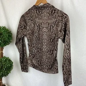 Nils Brown Animal Print Long Sleeve Quarter Zip Top S thumbnail 3