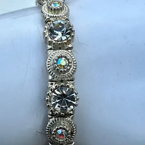 Silver tone rhinestone stretchy bracelet thumbnail 6