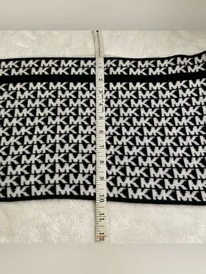 Michael Kors Black and White MK Logo Infinity Scarf thumbnail 3