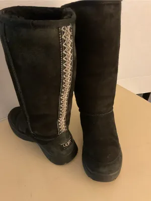 UGG women Black suede tall Tasman braided classic boots US 6 thumbnail 2