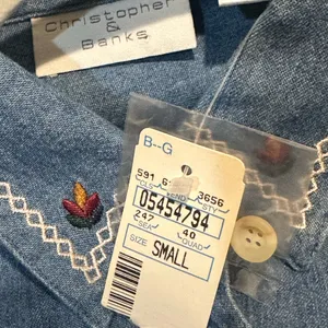 Vintage NWT “dead stock” Christopher &Banks Fall denim shirt women’s sz‎ s thumbnail 6