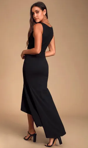 Lulus Black Noreen Sleeveless High-Low Maxi Dress Size Large thumbnail 1
