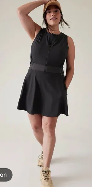 Athleta Venture out Black Zip-Front Tank Active Dress thumbnail 1