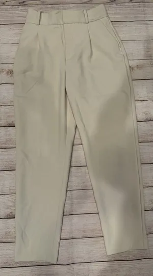 Zara Womens Sz S High Waisted Tapered Trousers Tan Brown Seam Detail Dress Pants thumbnail 1