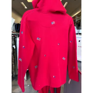 Womens Red Zip Up Hoodie‎ American Flag Embroidered Sweatshirt Jacket thumbnail 4