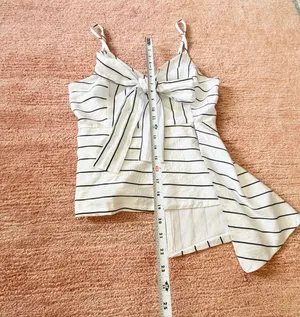 Endless Rose White Black Striped Asymmetrical Bow Cami Top Size S thumbnail 3