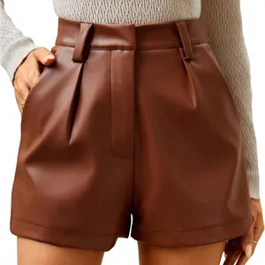 NWT PU Leather High Waisted Pleated Wide Leg Dressy Shorts - Small thumbnail 1