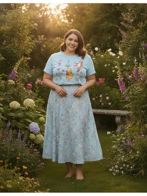 Disney Winnie the Pooh Botanical Graphic Tee Light Blue Character Print Size XXL thumbnail 5