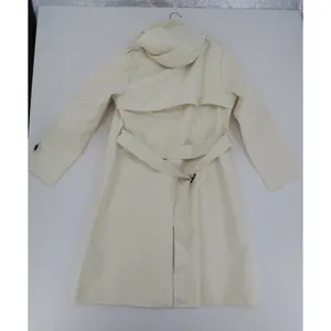 Womens Cream Hooded Double Breasted Trench‎ Coat Size L thumbnail 4