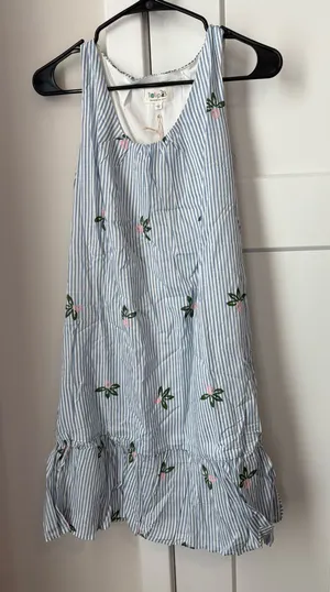 Tulip B Blue And White Striped Floral Dress Size Small New thumbnail 1