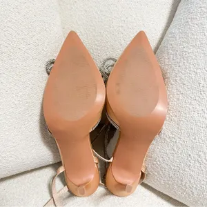 Lulus Lullie Rose Gold Satin Rhinestone Ankle Strap Pointed-Toe Pumps sz 8 thumbnail 10