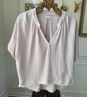 Young Fabulous & Broke Orchid Gauze Short Sleeve Cropped Pink Lavender Blouse L thumbnail 1