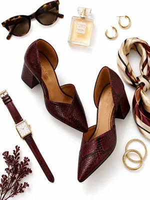 Linea Paolo Cache Burgundy Snakeskin D’Orsay Block Heel Pumps Women’s 5 NWOB thumbnail 14