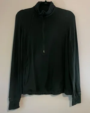 LuluLemon Athletica Running Jacket Black Quarter Zip Sweatshirt Pullover Medium thumbnail 1