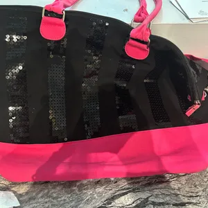 Victoria's Secret Black and Pink Sparkle Tote Bag thumbnail 1