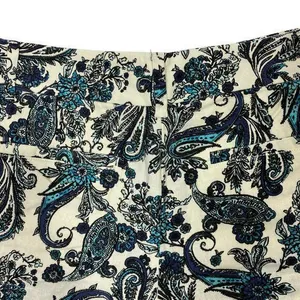 Linen Blend Preppy Shorts 6 Paisley Vacation Dressy Chino Garden Boho‎ Garden thumbnail 5