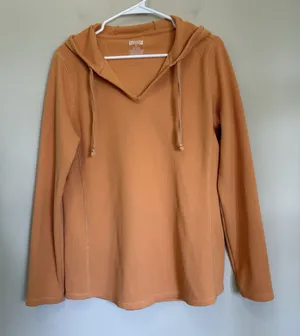 Duluth Womens Thermal Hoodie Large Solid‎ Orange Long Sleeve thumbnail 1