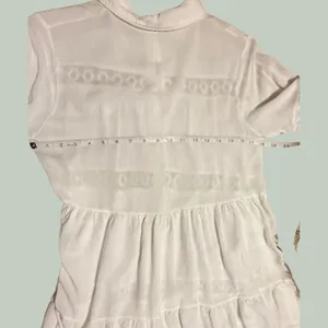 Boho White Tiered Button‎ Down Tunic Crochet Lace Bell Sleeve Top thumbnail 7