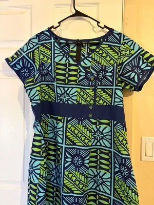 Polynesian Puletasi Blue Green for Women. Measurements in description thumbnail 4