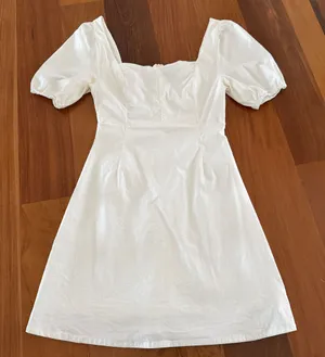 Altar'd State White Square Neck Puff Sleeve Mini Dress thumbnail 1