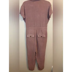 Free People Linen Blend Utility Jumpsuit Mauve Pink XS thumbnail 2