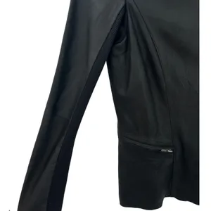 VEDA Black Lamb Leather Asymmetrical Moto‎ Biker Peplum Jacket Womens Sz Small thumbnail 5