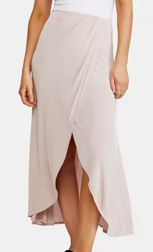 Free People Skirt Women's Small S Midi Wrap Drape Faux Crossover‎ Blush Pink thumbnail 1