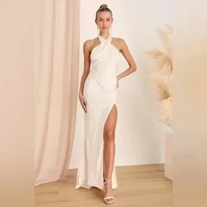 Lulus Ivory‎ Halter Maxi Dress Formal Gown Sleeveless Evening Party Size S thumbnail 11