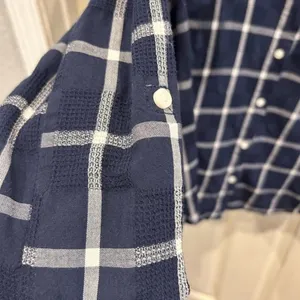 Tommy Hilfiger Womens Navy Blue White Plaid Long Sleeve Button Down Shirt Size M thumbnail 4