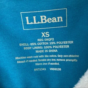 L.L. BEAN Aqua Blue Fleeced Lined Full Zipper Vest Size XS Hiking Outerwear Cozy thumbnail 3