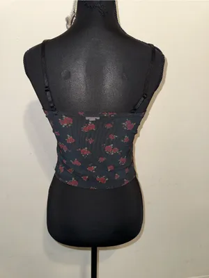 Garage Black Floral Sweetheart Camisole with Red Rose Print thumbnail 3