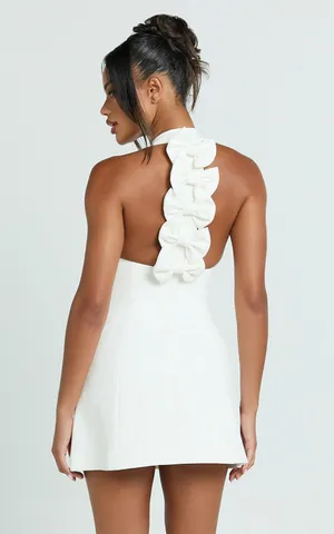 New Showpo Yelena Mini Dress Halter Neck Bow Mini Dress Size Small MSRP $109 thumbnail 2